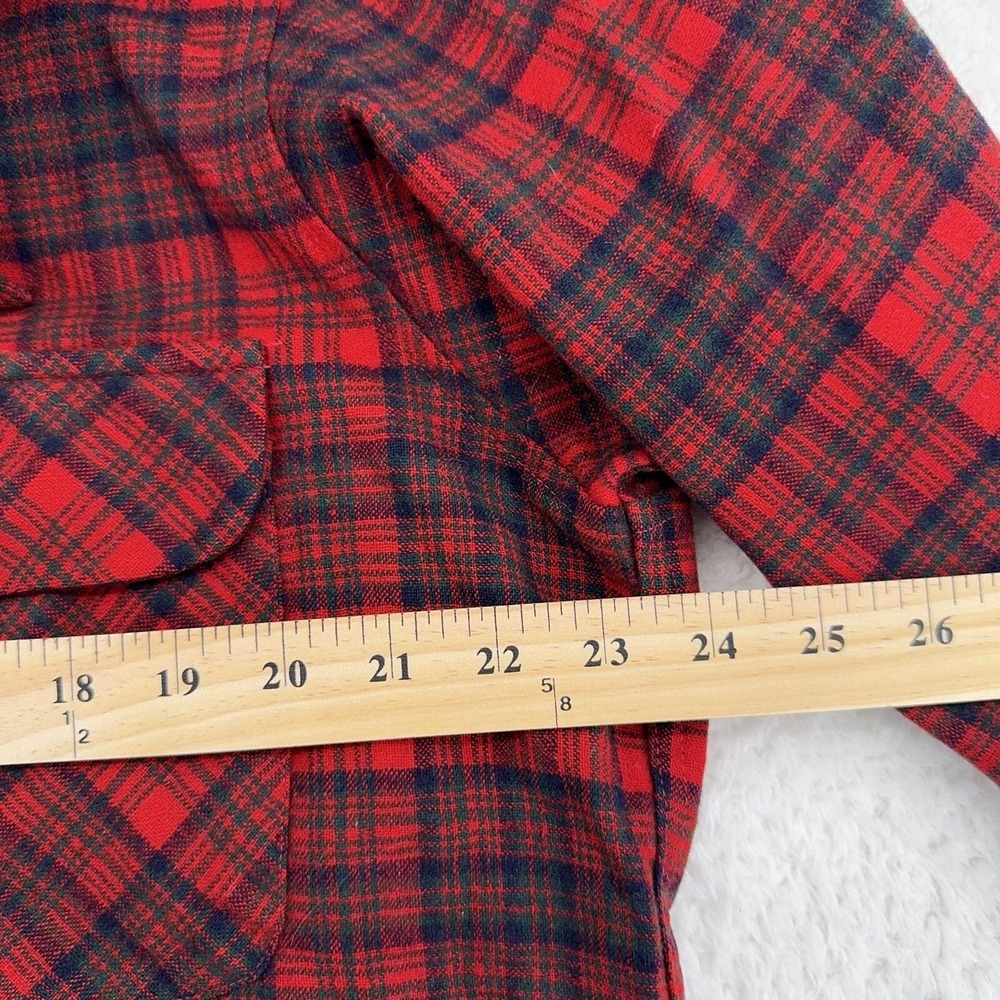 vtg 60s PENDLETON LOOP COLLAR RED PLAID WOOL SHIR… - image 7